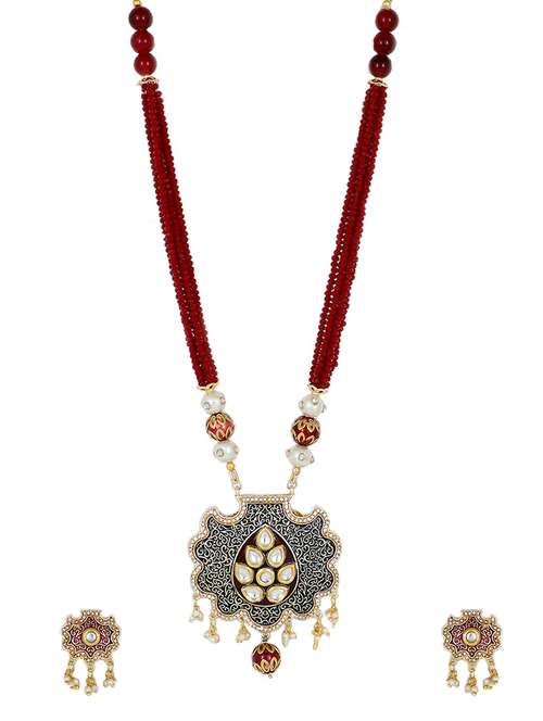 red gold plated pearl necklace - 17008872 - Standard Image - 0