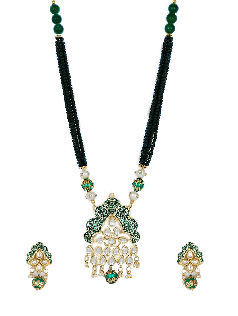 green gold plated pearl necklace
