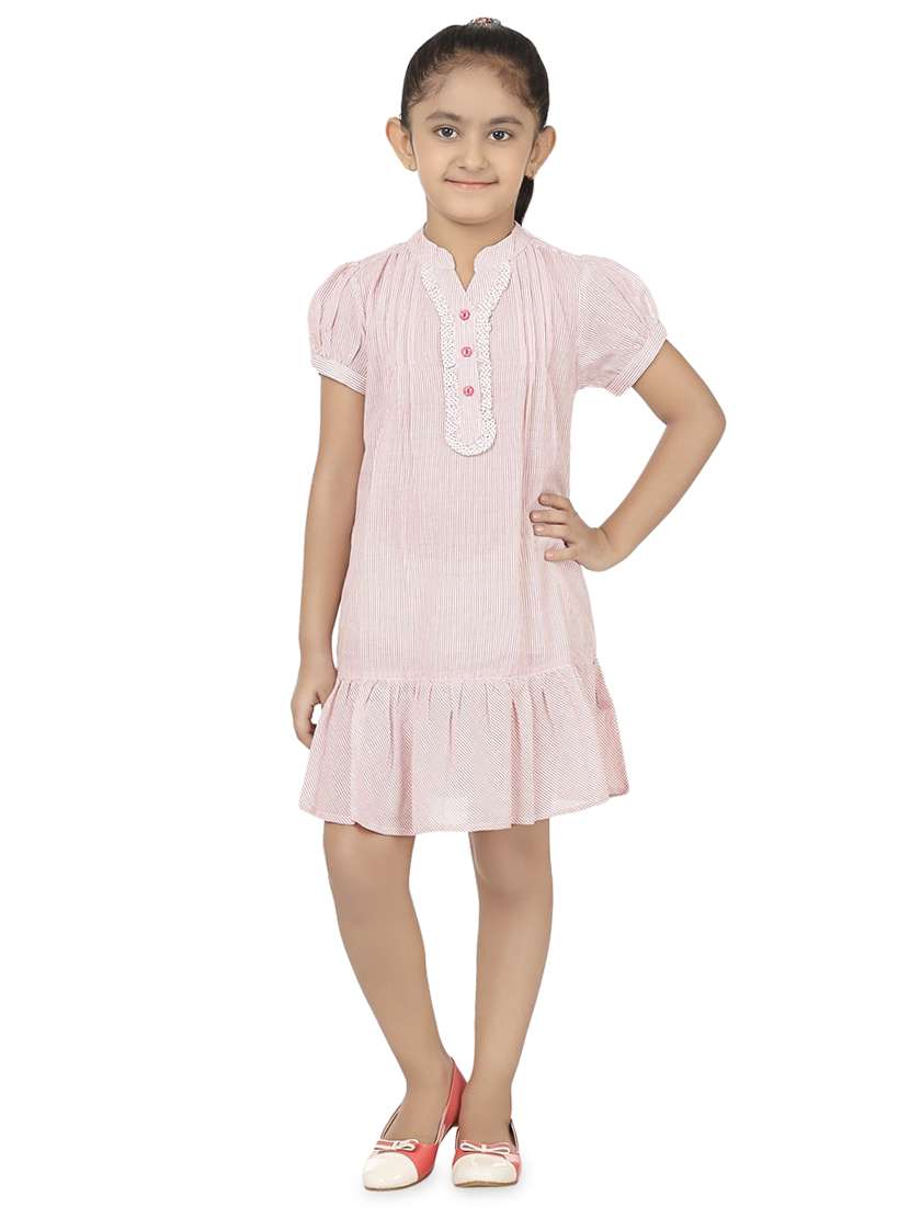 girls notch neck short sleeves frock