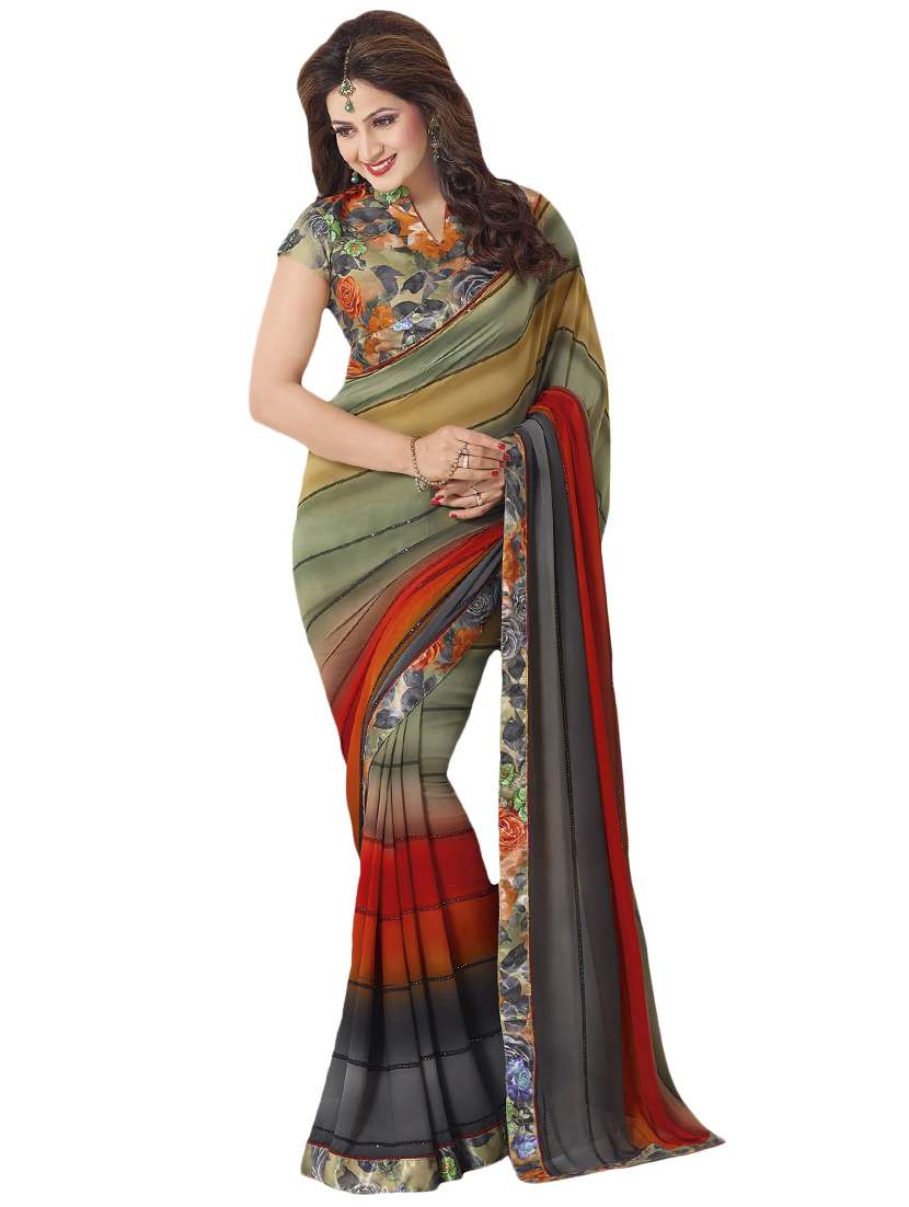 abstract printed saree with blouse