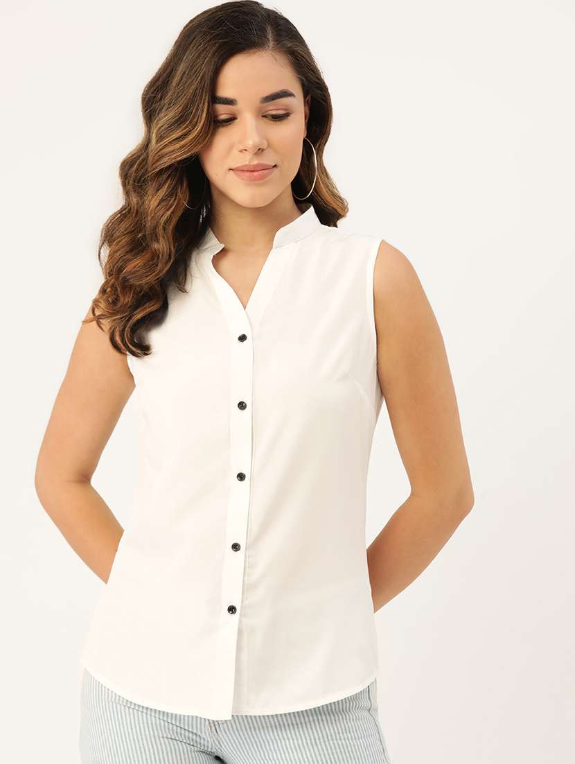 mandarin neck solid shirt