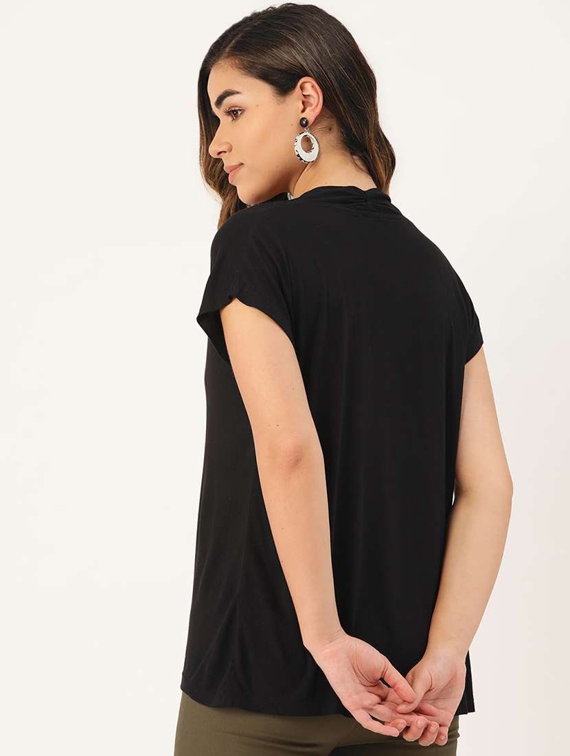 women black regular fit shirt sleeve a-line top - 17010739 -  Standard Image - 2