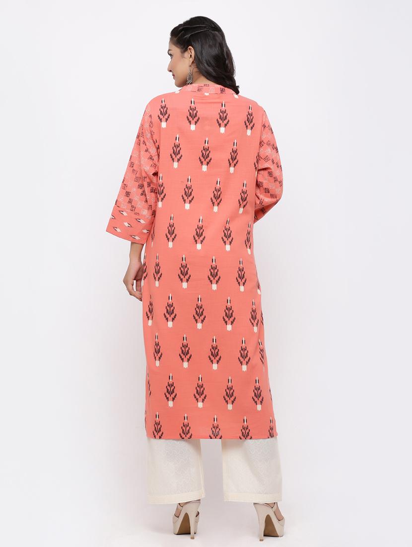 ikat print straight kurta - 17010925 - Standard Image - 2