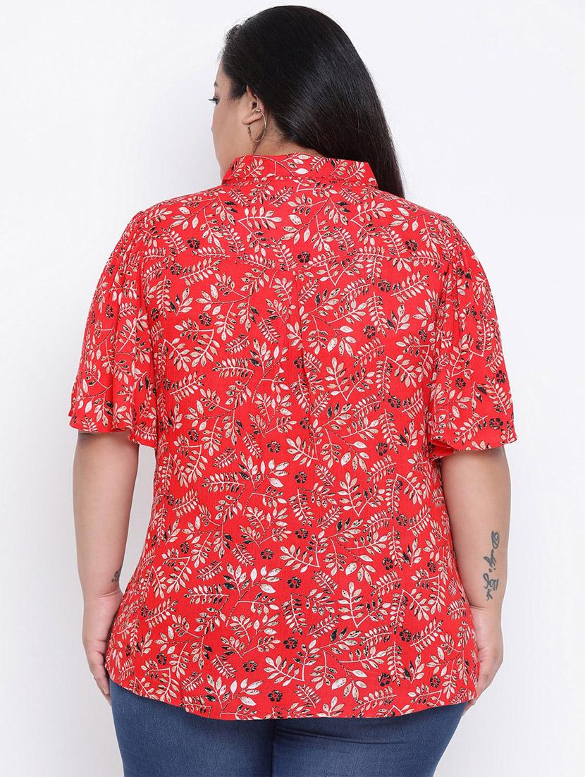 concealed placket floral plus shirt - 17011102 - Standard Image - 2