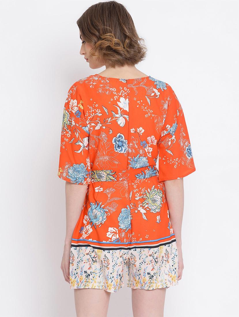 tie front floral romper - 17011113 - Standard Image - 2