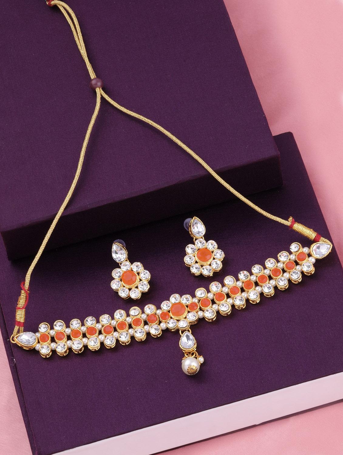 orange metal choker necklace - 17013369 - Zoom Image - 0