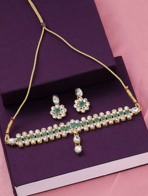 green metal choker necklace - 17013370 - Standard Image - 0