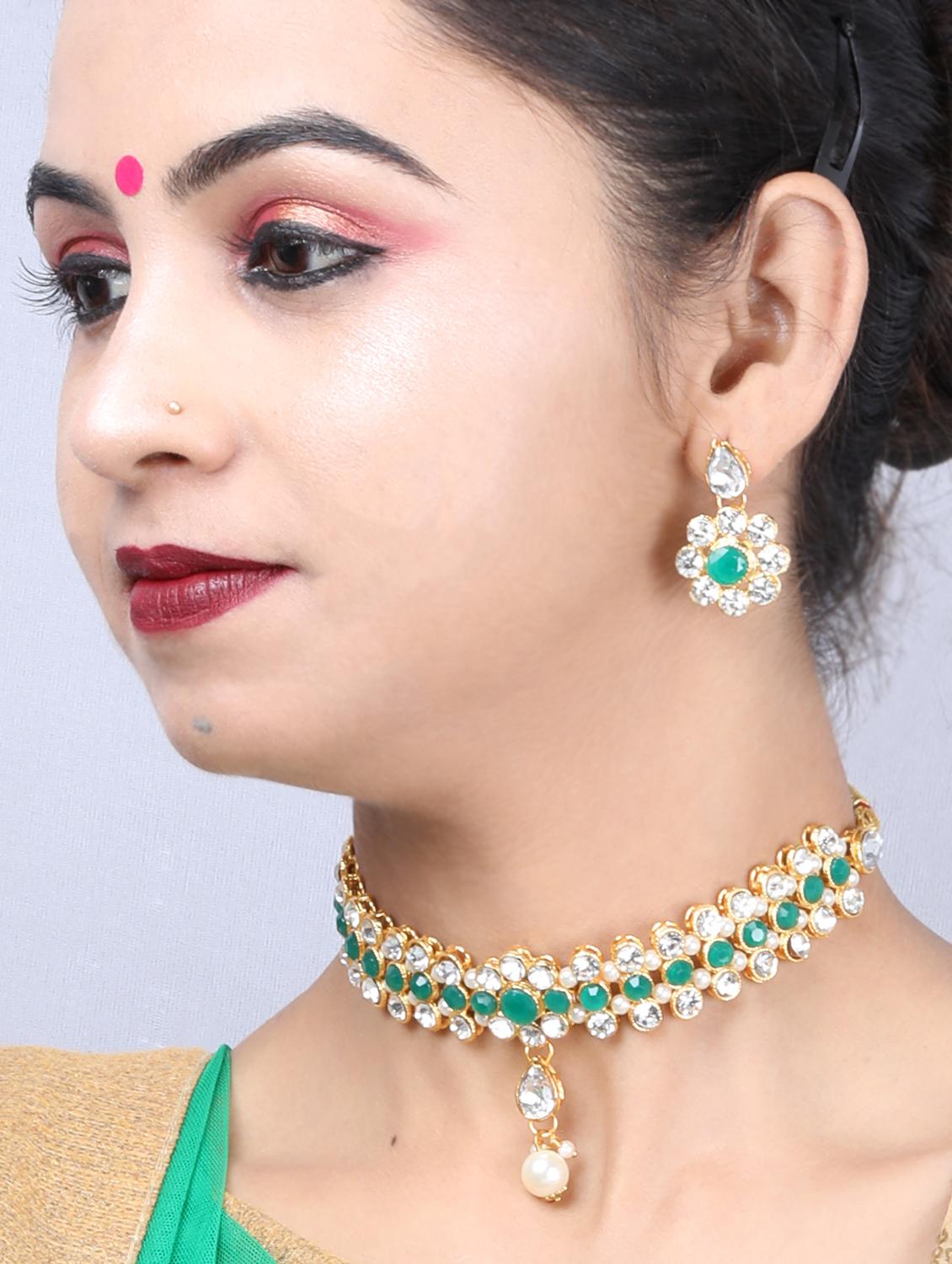 green metal choker necklace - 17013370 - Standard Image - 2
