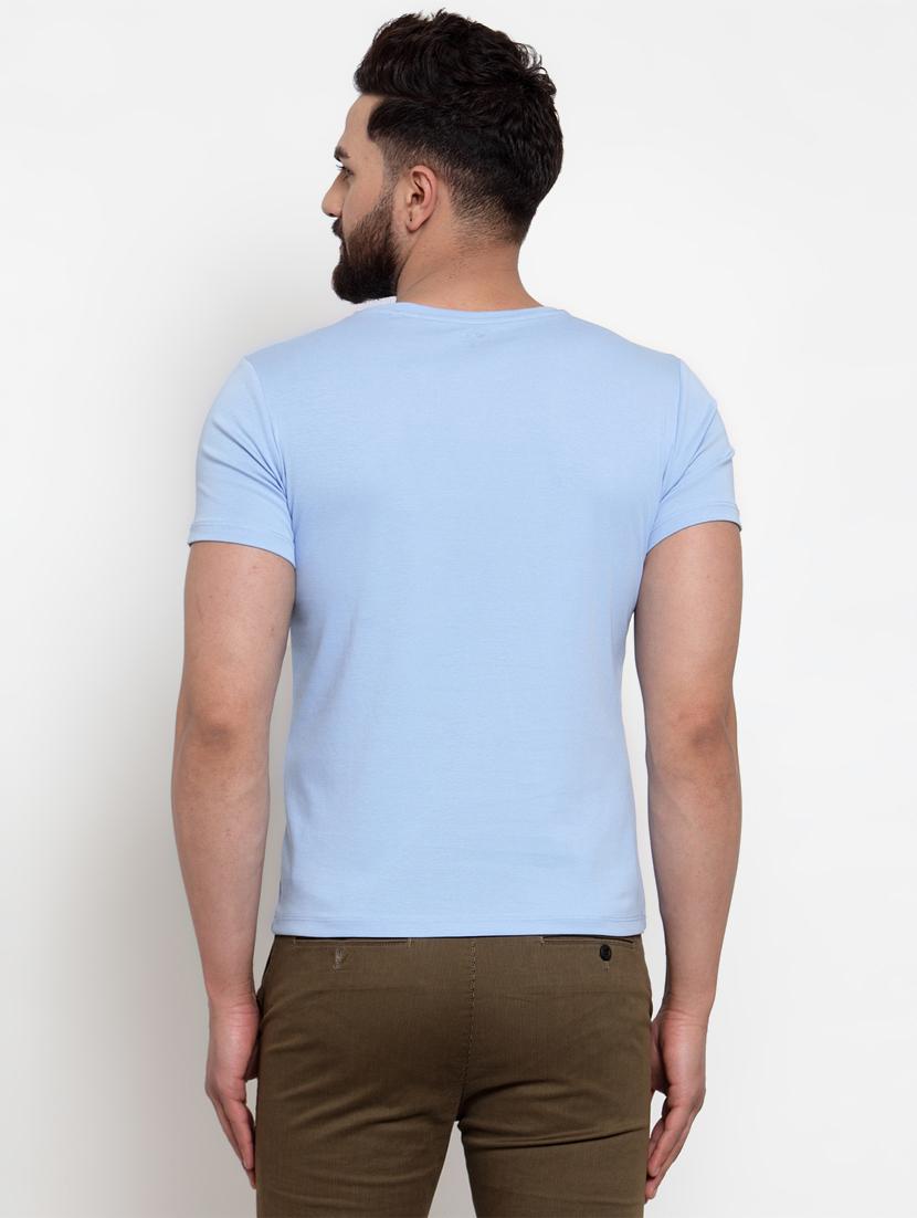 light blue typographic chest print t-shirt - 17014085 - Standard Image - 2