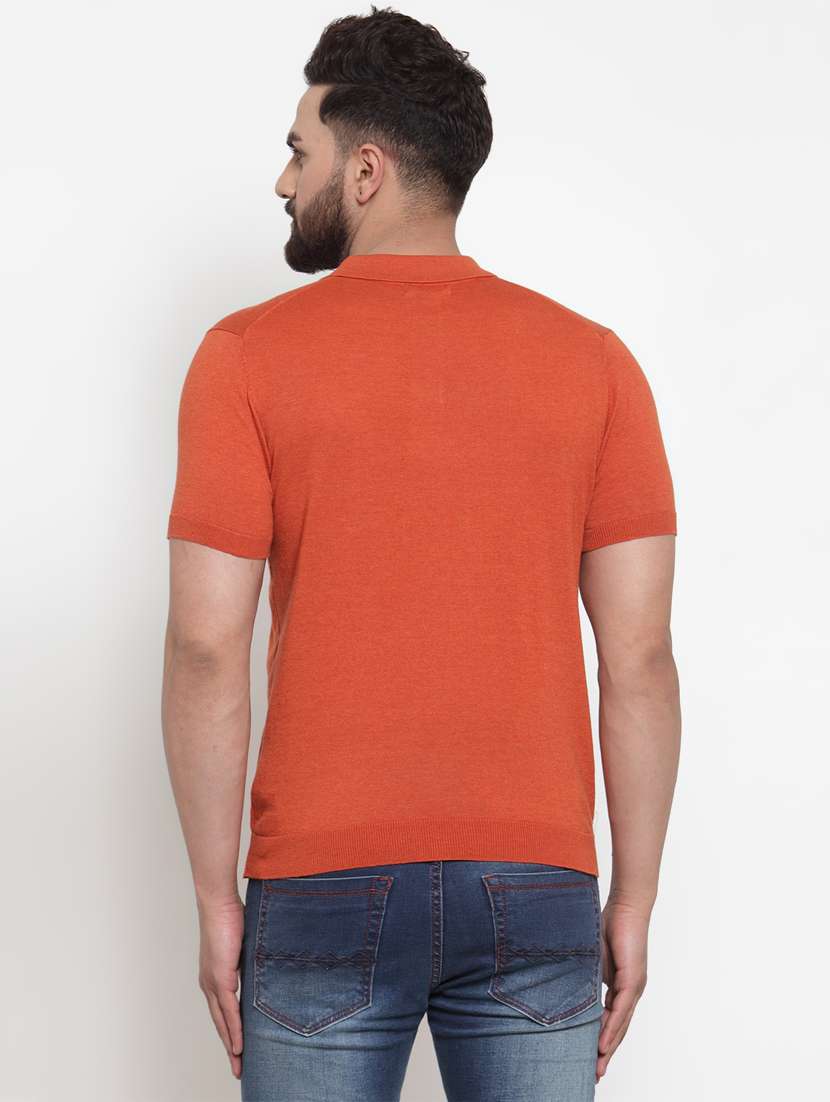 orange solid polo t-shirt - 17014088 - Standard Image - 2