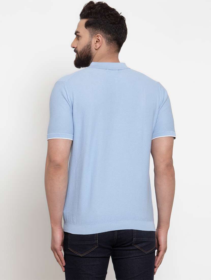 light blue solid polo t-shirt - 17014090 - Standard Image - 2