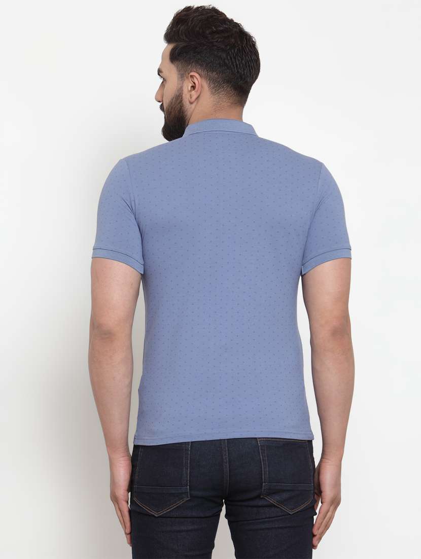 light blue printed polo t-shirt - 17014092 - Standard Image - 2