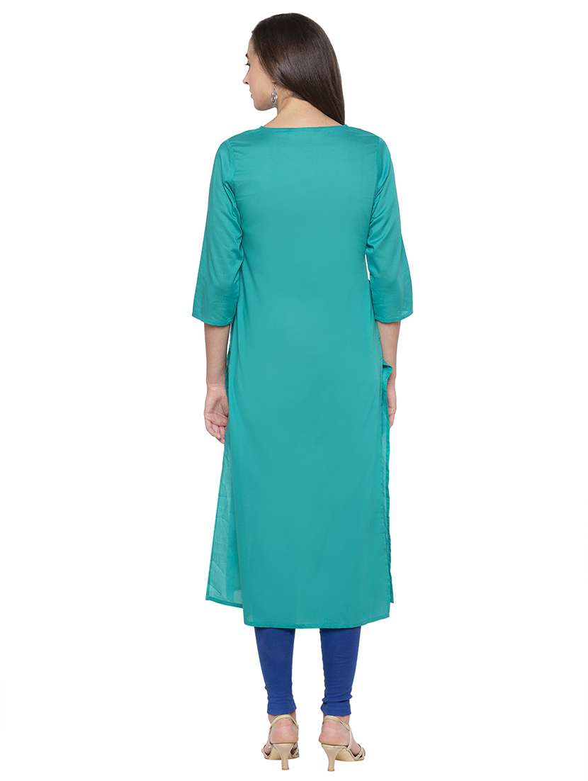 yoke embroidered straight kurta - 17014854 -  Standard Image - 2