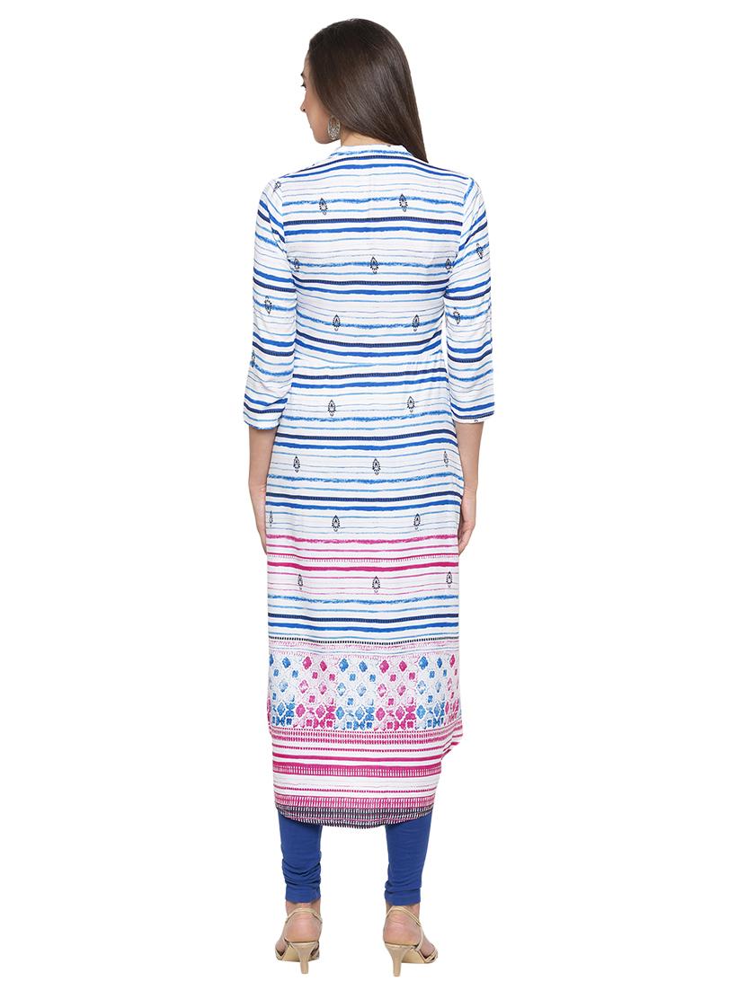 striped high-low kurta - 17014855 - Standard Image - 2
