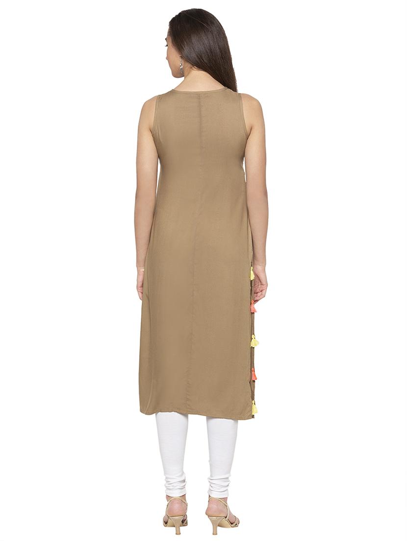 yoke embroidered straight kurta - 17014856 - Standard Image - 2