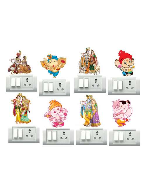 radha krishna and ganesh ji switch board sticker 