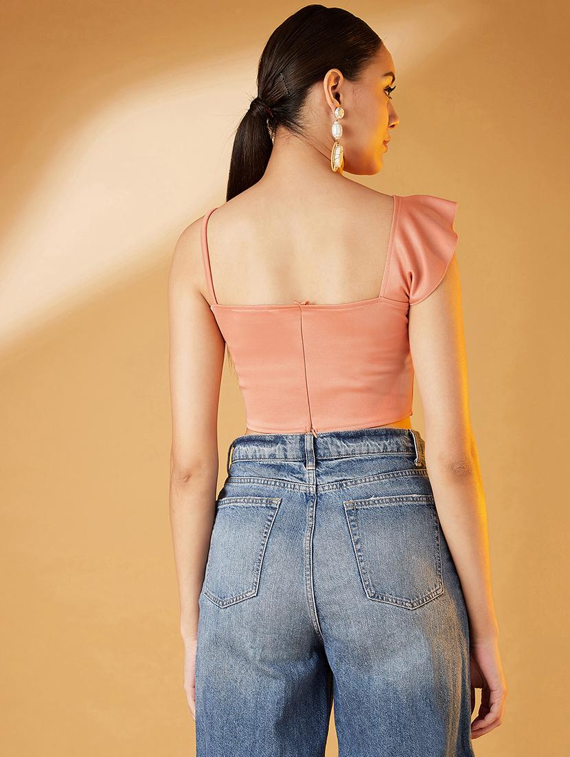 women's crop v neck top - 17016295 -  Standard Image - 2