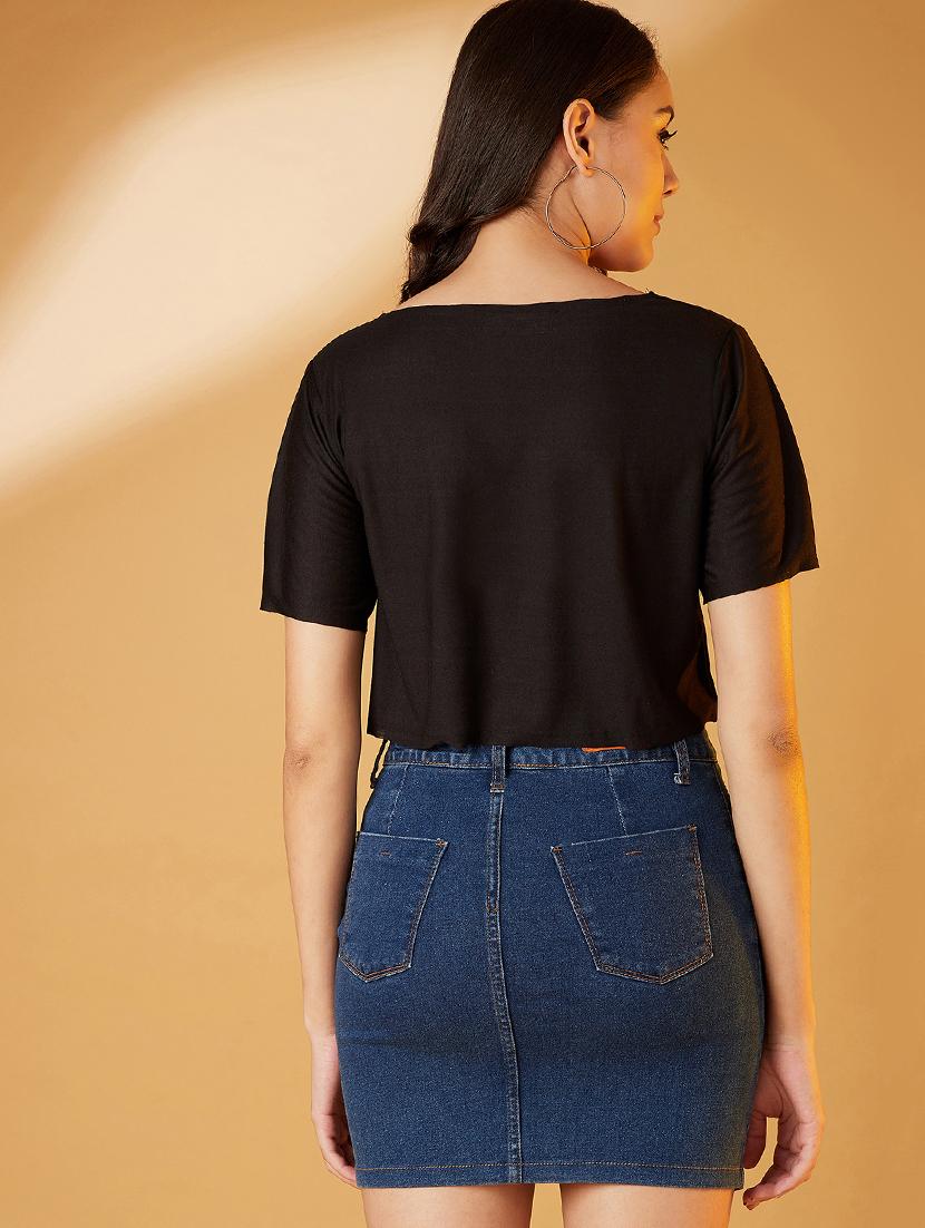 women's crop v neck top - 17016297 - Standard Image - 2
