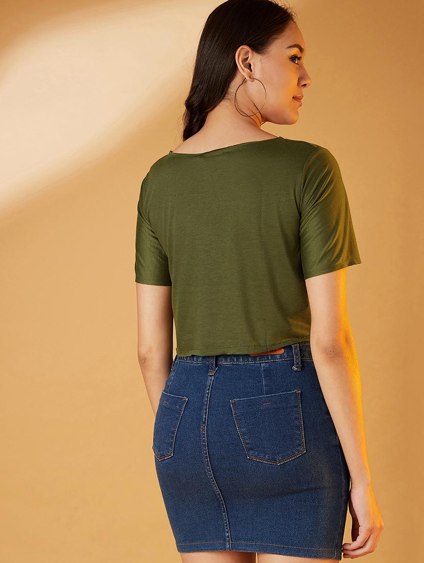 v-neck solid crop top - 17016299 - Standard Image - 2
