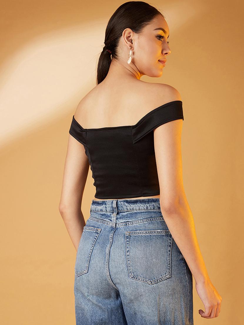 off shoulder crop top - 17016309 - Standard Image - 2