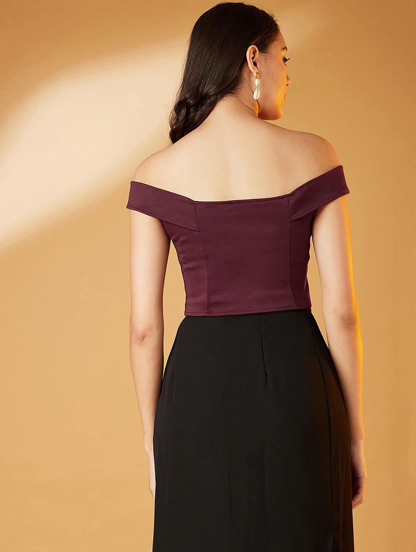 off shoulder crop top - 17016310 - Standard Image - 2