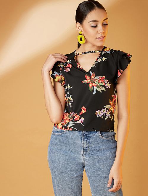 women's crop v neck top - 17016315 - Standard Image - 0