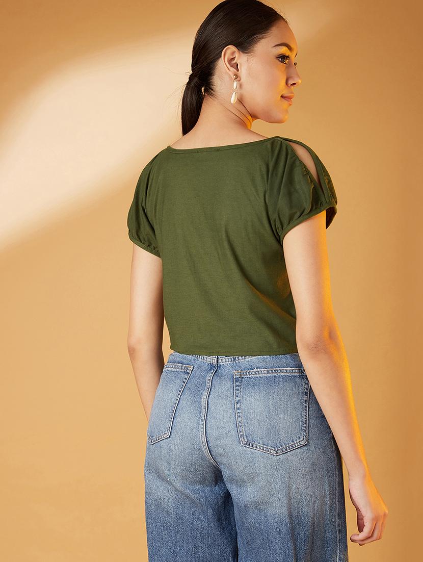 tie up hem crop top - 17016319 - Standard Image - 2