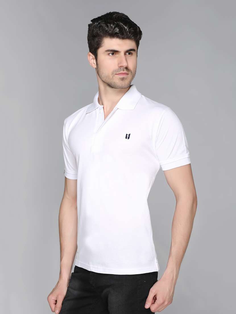 white solid polo t-shirt - 17017493 - Standard Image - 2