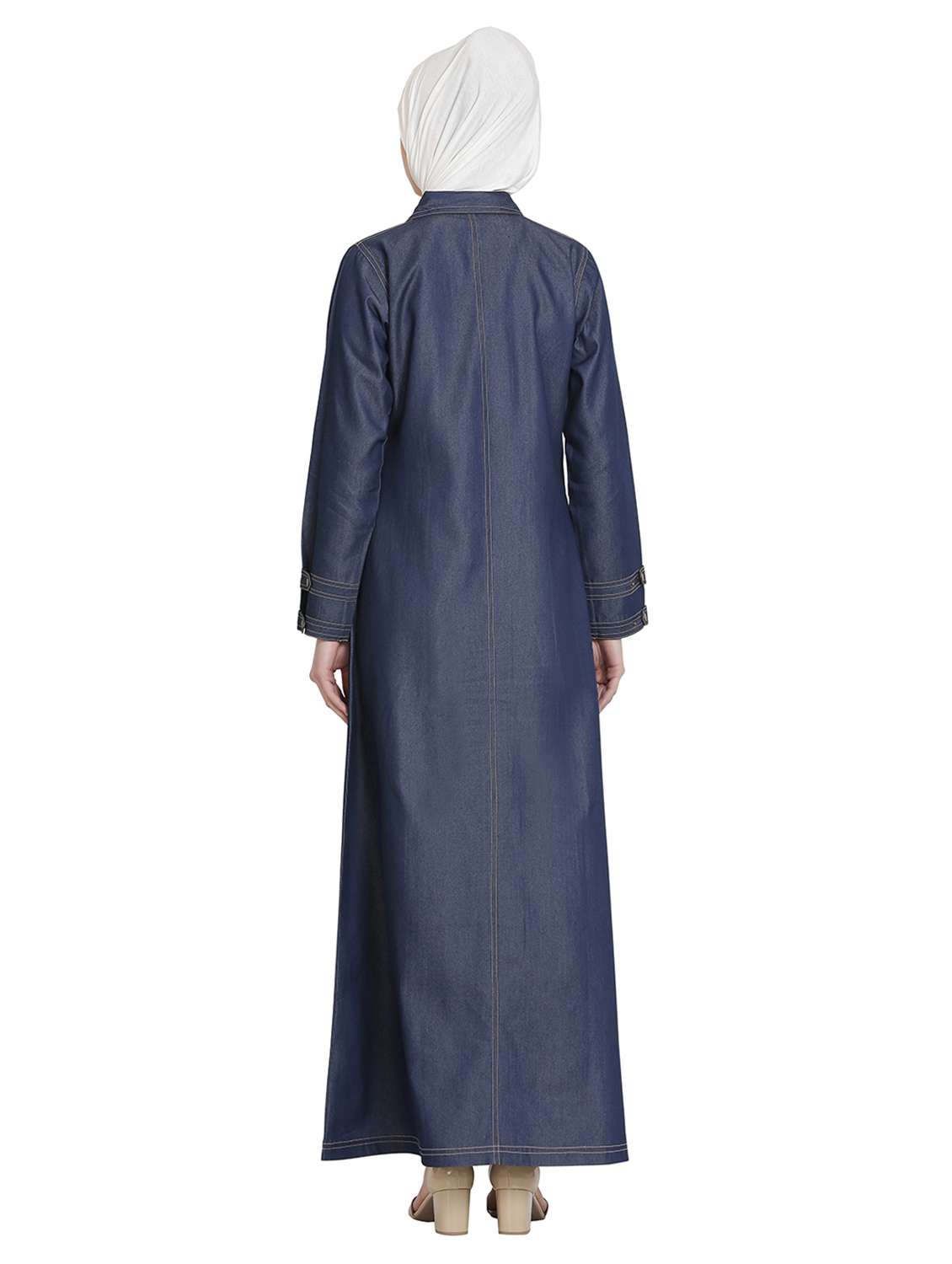 blue denim a-line cloaks & abaya - 17019716 -  Standard Image - 2