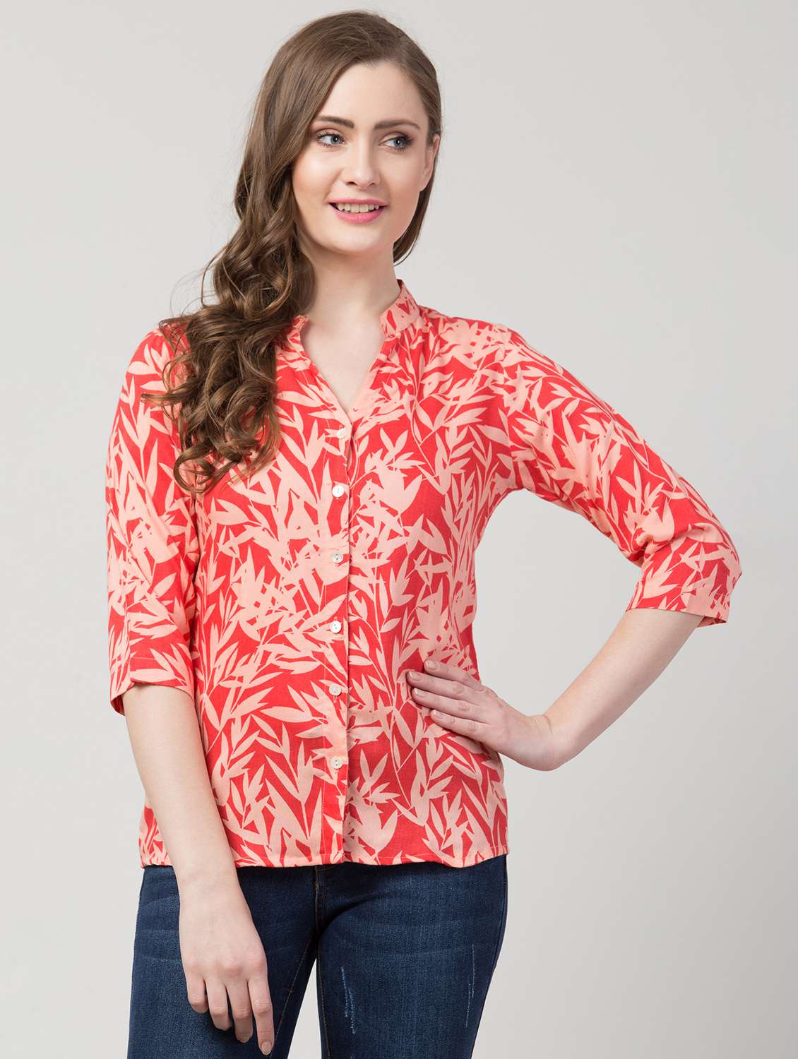 mandarin neck floral shirt 
