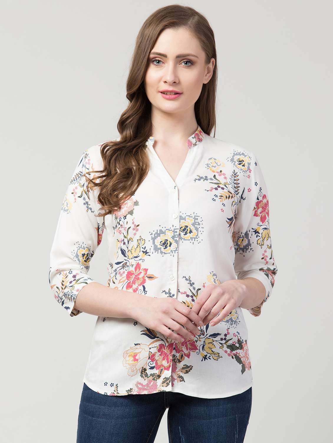 optic white floral shirt 
