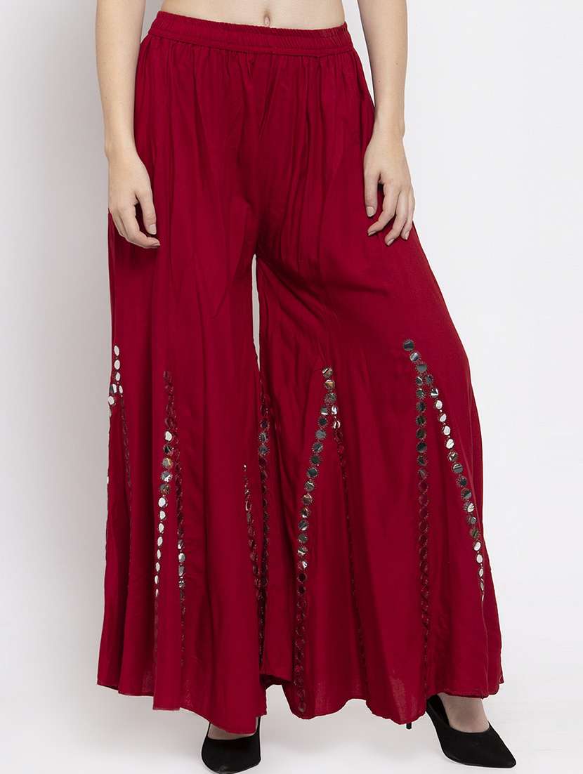 mirror work flared palazzo 