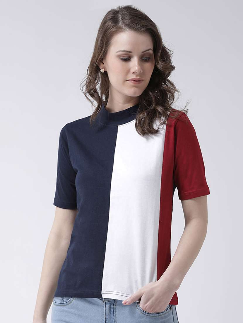 crew neck color block tee 