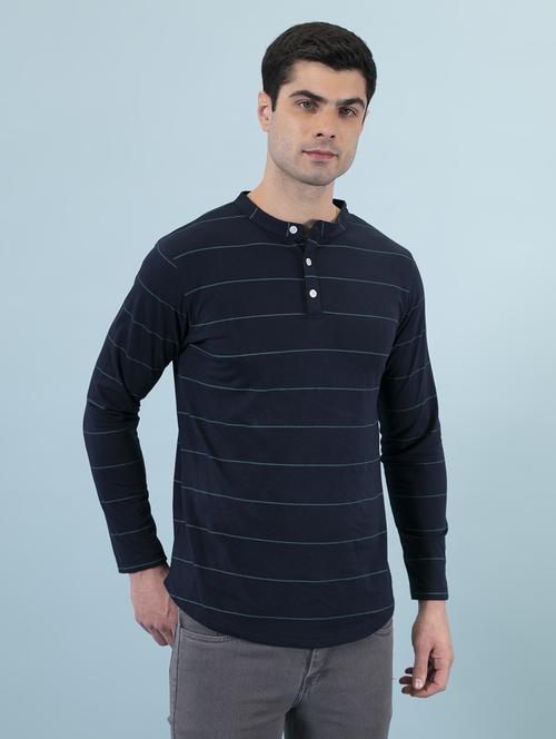 blue striped collared t-shirt - 17024626 - Standard Image - 0