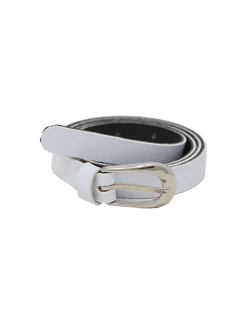 white casual faux leather belt
