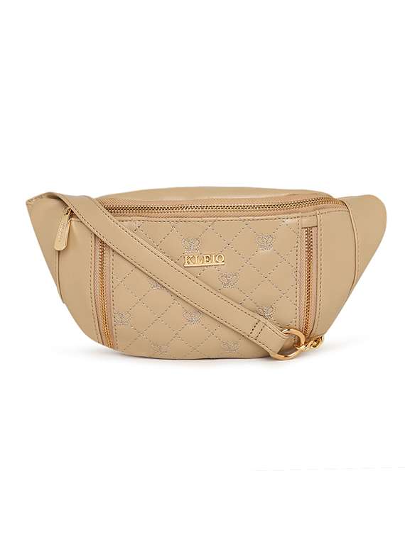 beige leatherette regular sling bag
