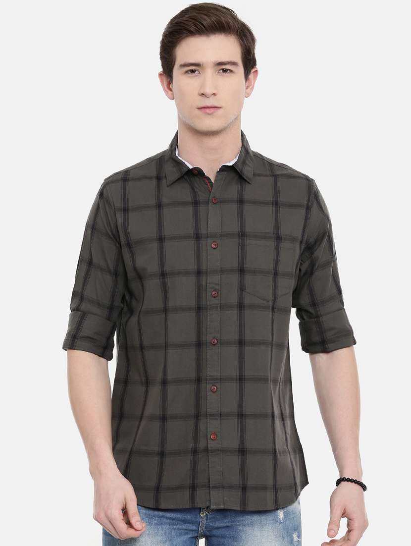 green checkered casual shirt