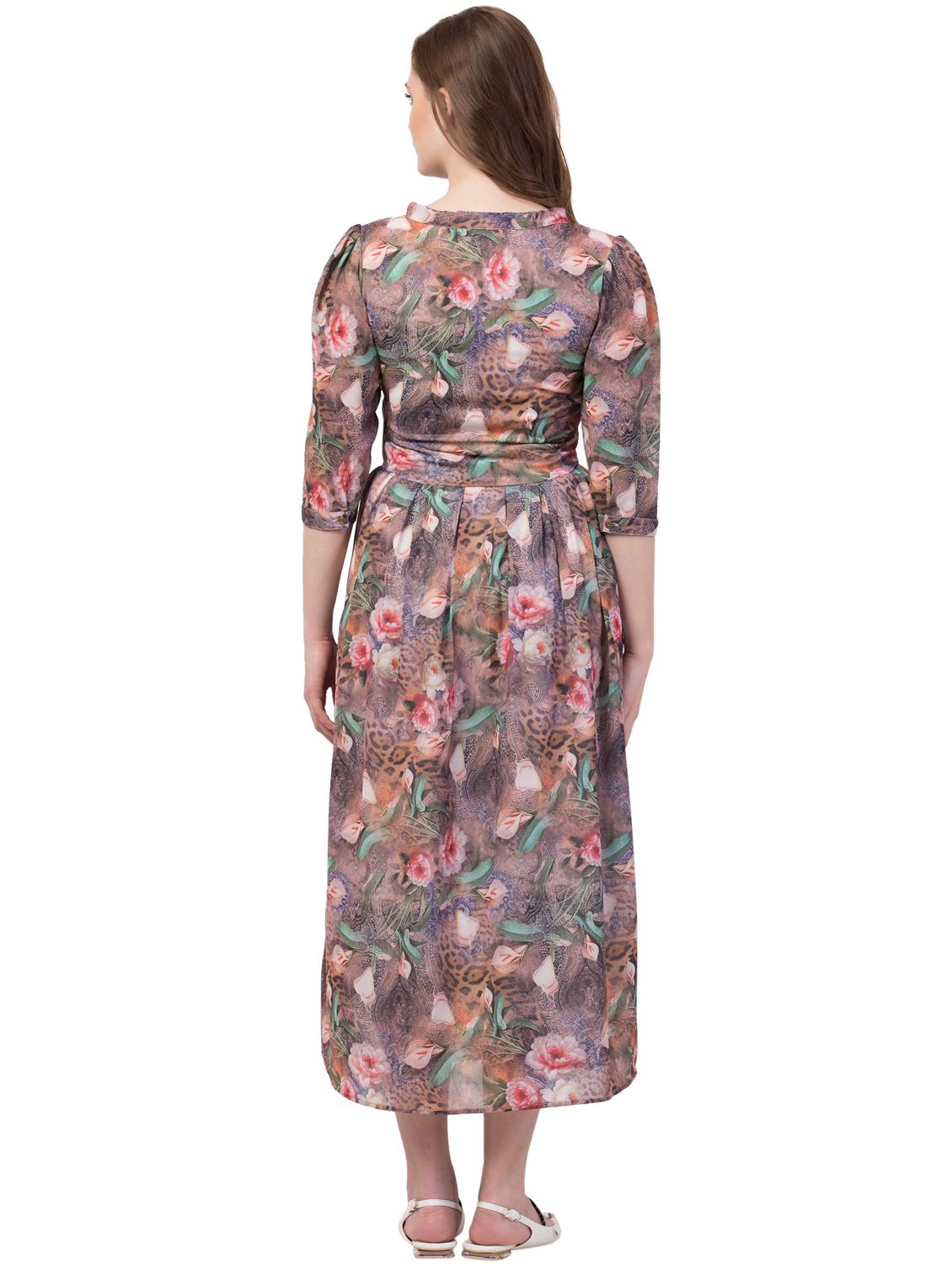 tie up neck floral a-line dress - 17028261 - Standard Image - 2