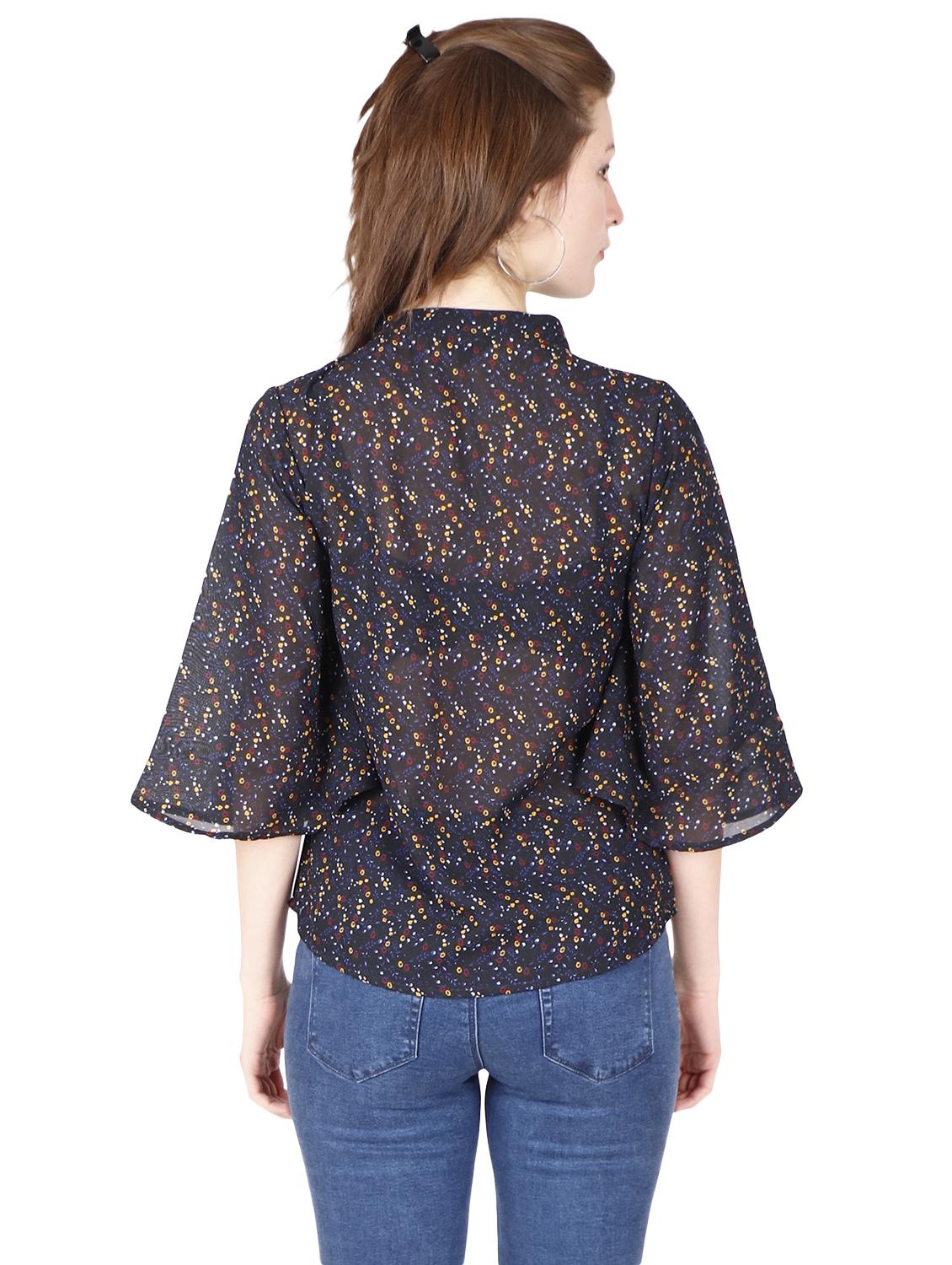 bell sleeves choker neck top - 17030002 - Standard Image - 2