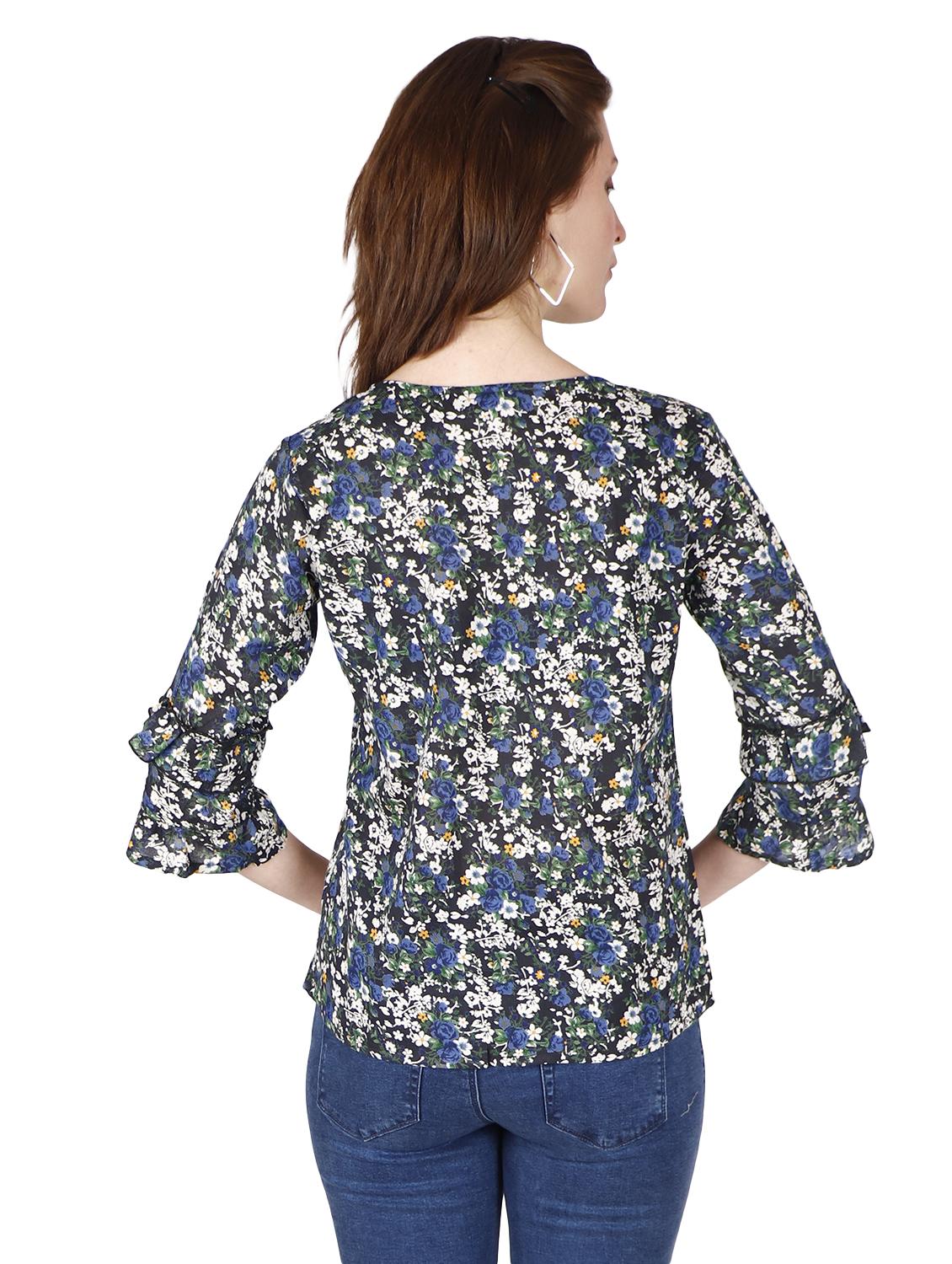 round neck floral top - 17030011 - Standard Image - 2