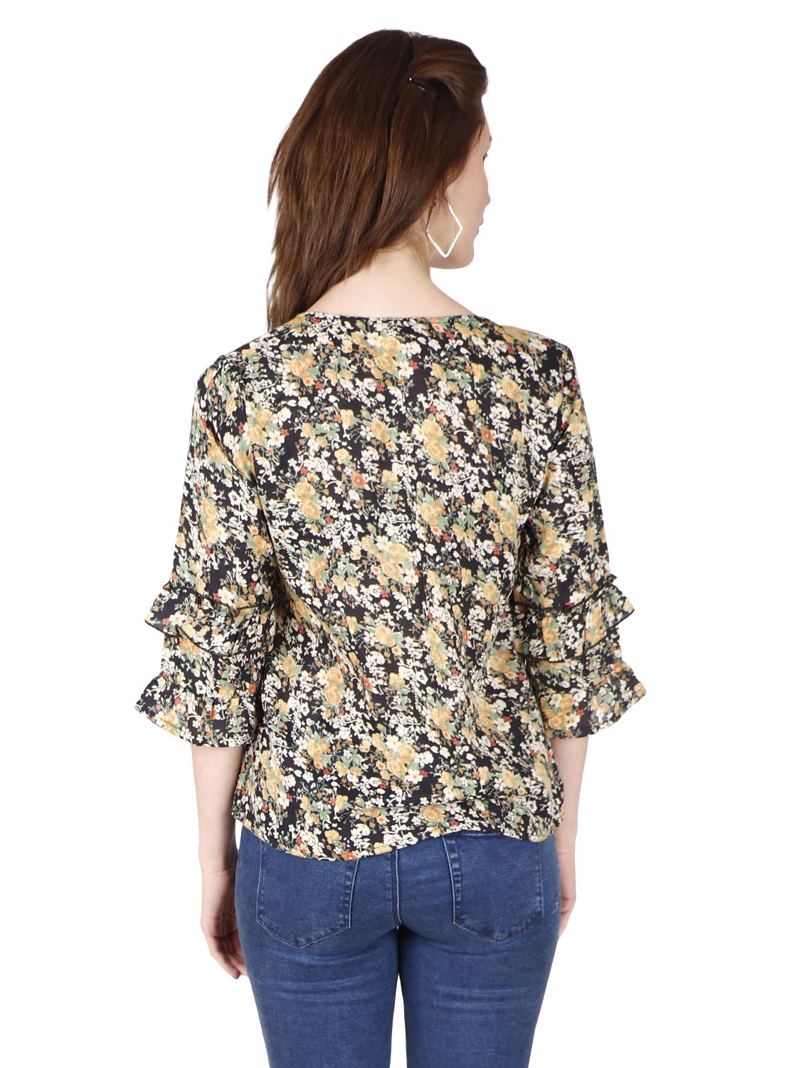 round neck floral top - 17030012 - Standard Image - 2