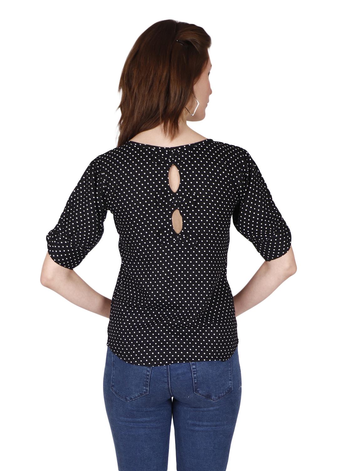 round neck polka dot top - 17030014 - Standard Image - 2