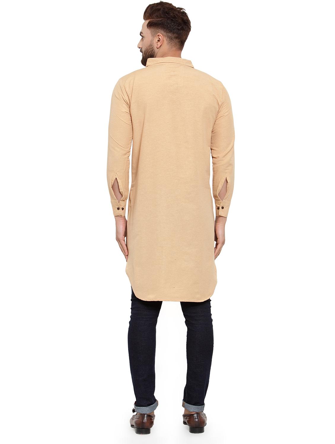 brown cotton pathani kurta - 17030356 - Standard Image - 2