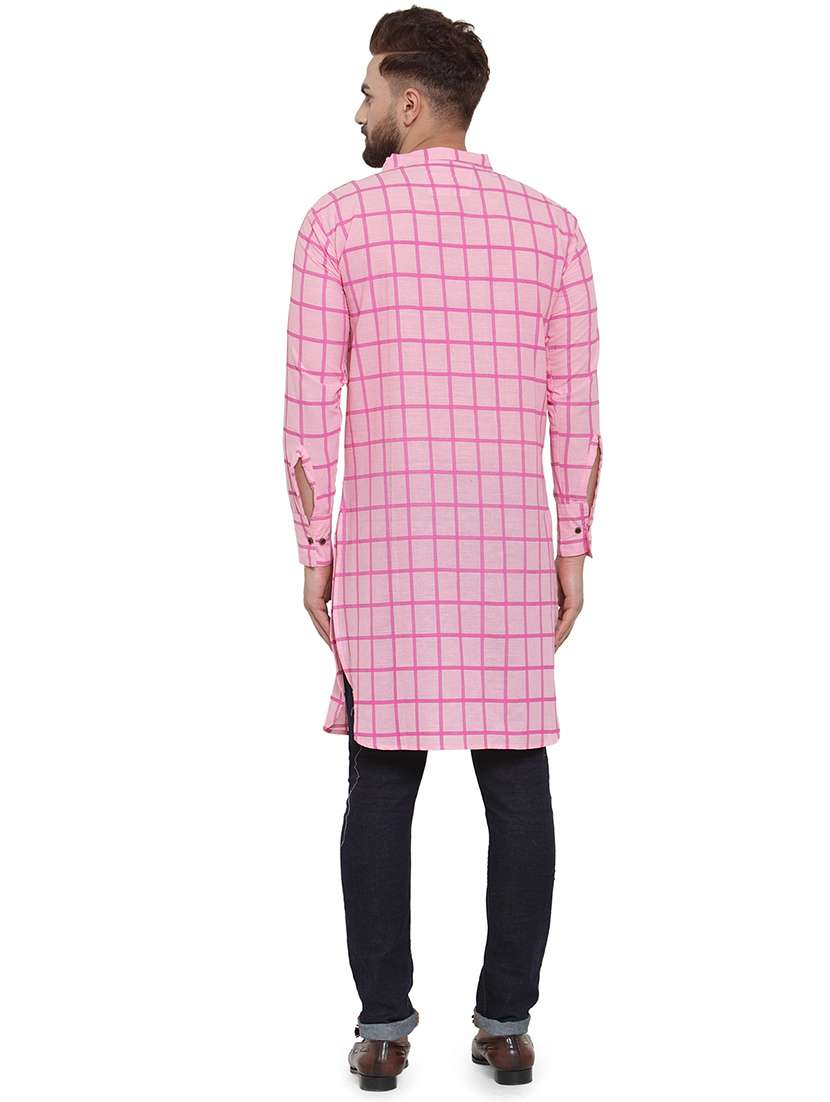 pink checkered pathani kurta - 17030843 -  Standard Image - 2