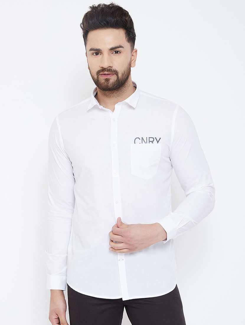 white solid casual shirt