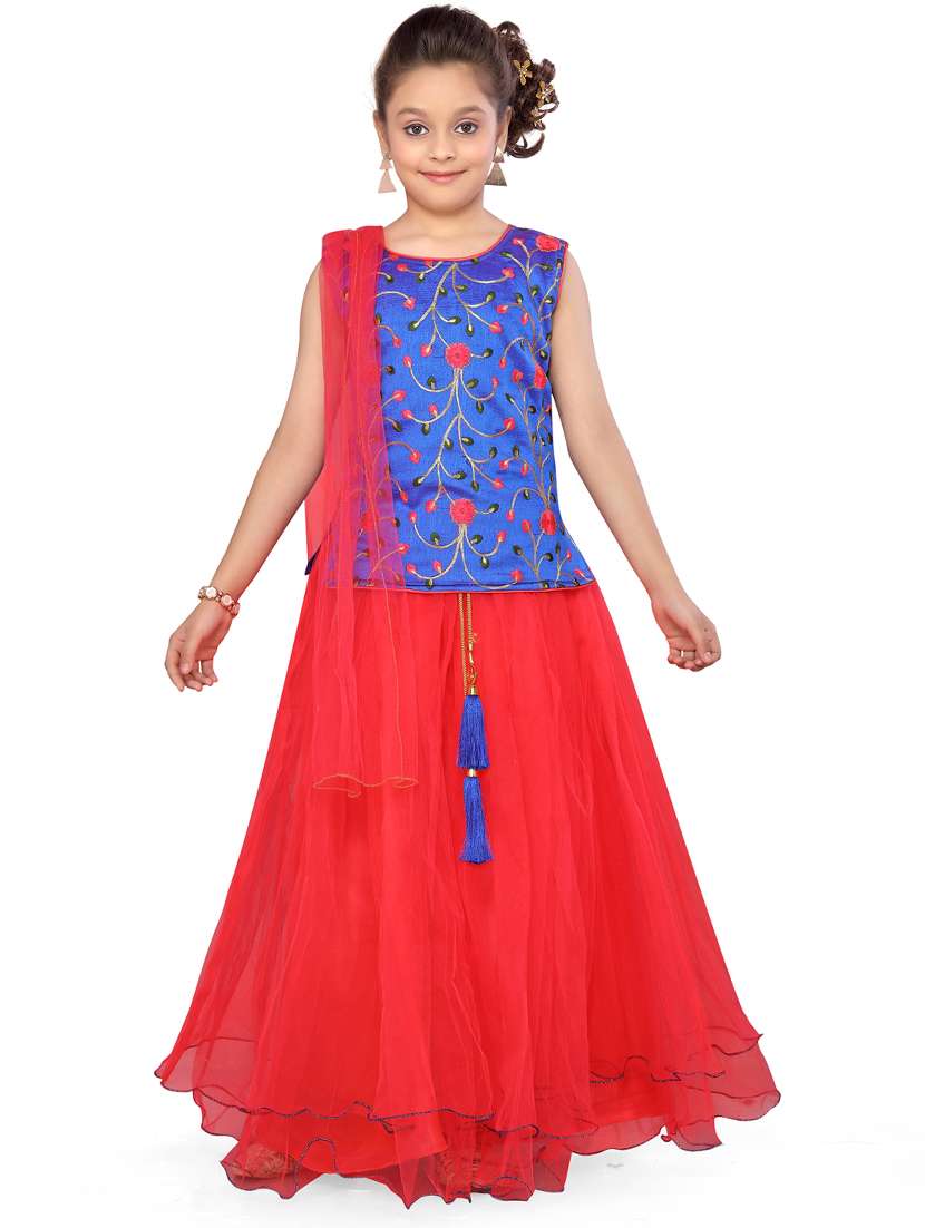 blue silk blend lehenga choli