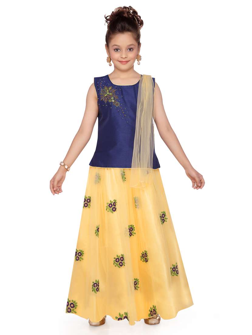 navy blue silk blend lehenga choli