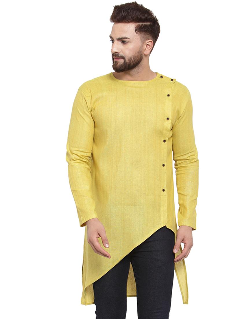 green solid asymmetric kurta - 17032533 -  Zoom Image - 0