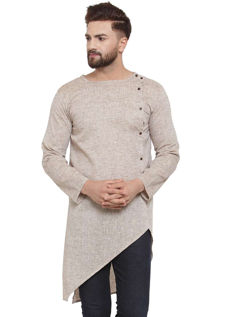 brown solid asymmetric kurta