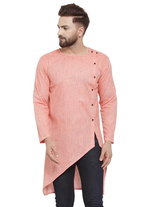 pink solid asymmetric kurta - 17032540 - Standard Image - 0